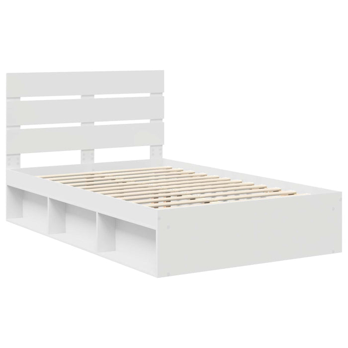 Cadru de pat cu headboard Alb 120 x 200 cm Lemn de pin masiv - WALTI WALTI