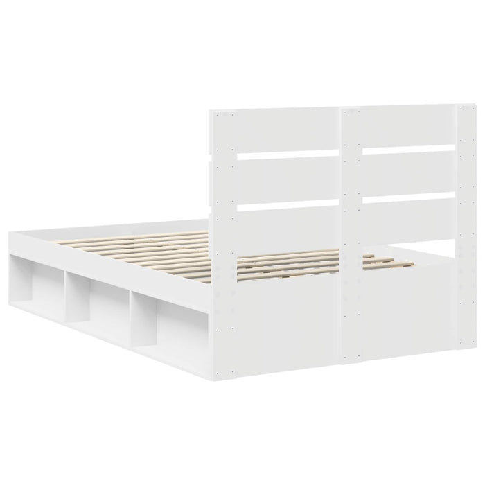 Cadru de pat cu headboard Alb 120 x 200 cm Lemn de pin masiv - WALTI WALTI