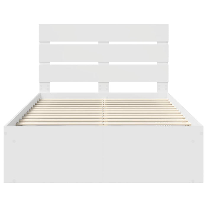 Cadru de pat cu headboard Alb 120 x 200 cm Lemn de pin masiv - WALTI WALTI