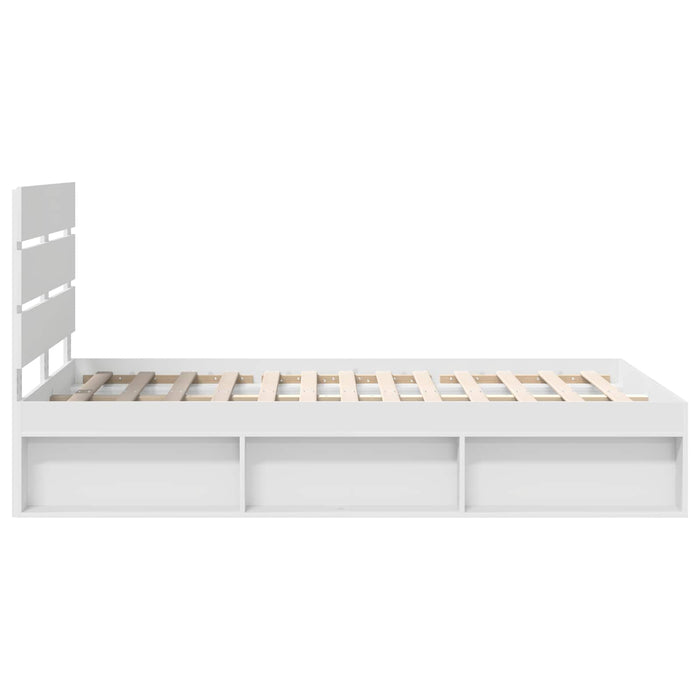 Cadru de pat cu headboard Alb 120 x 200 cm Lemn de pin masiv - WALTI WALTI