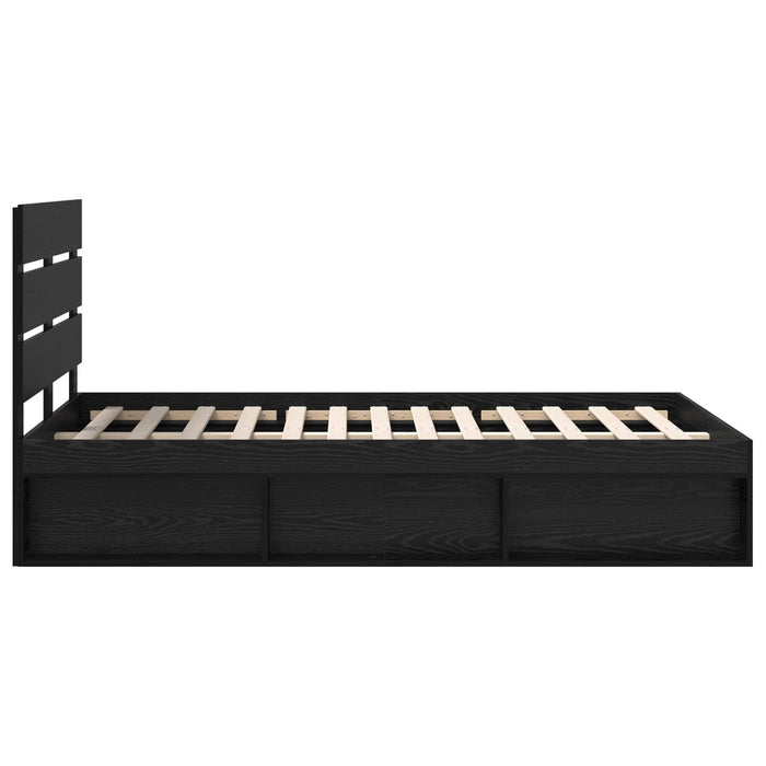 Cadru de pat cu headboard Negru 120 x 200 cm Lemn de pin masiv - WALTI WALTI
