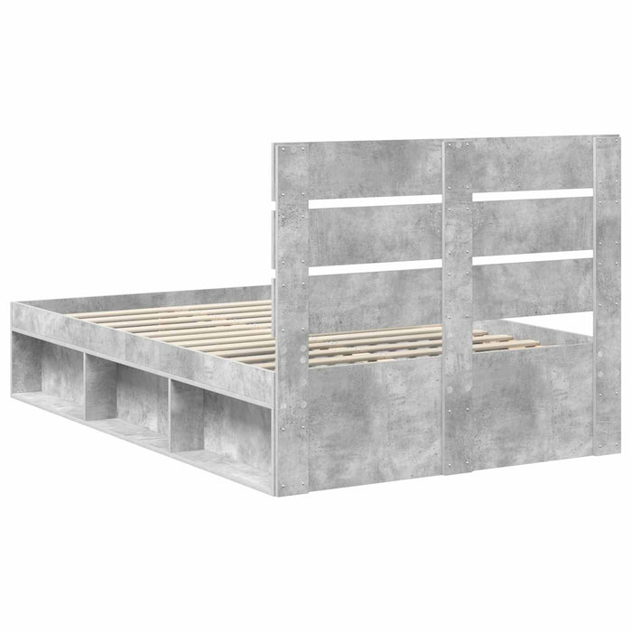 Cadru de pat cu headboard Beton 120 x 200 cm Lemn de pin masiv - WALTI WALTI