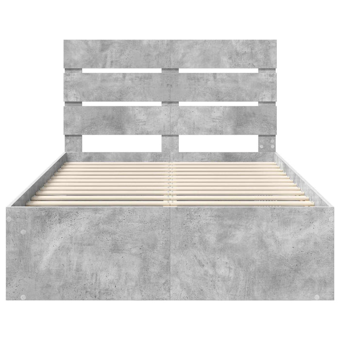 Cadru de pat cu headboard Beton 120 x 200 cm Lemn de pin masiv - WALTI WALTI