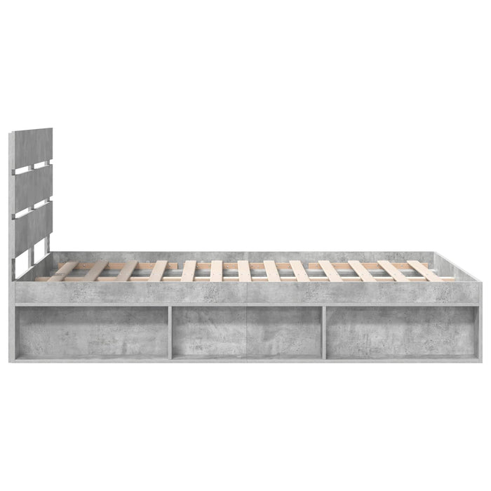 Cadru de pat cu headboard Beton 120 x 200 cm Lemn de pin masiv - WALTI WALTI