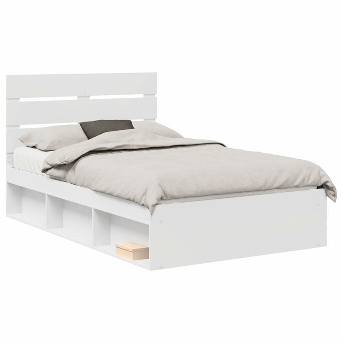 Cadru de pat cu headboard Alb 120 x 190 cm Lemn de pin masiv - WALTI WALTI