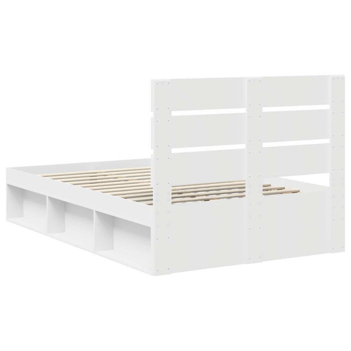 Cadru de pat cu headboard Alb 120 x 190 cm Lemn de pin masiv - WALTI WALTI