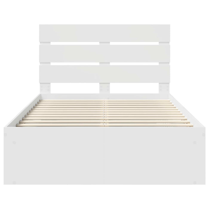 Cadru de pat cu headboard Alb 120 x 190 cm Lemn de pin masiv - WALTI WALTI