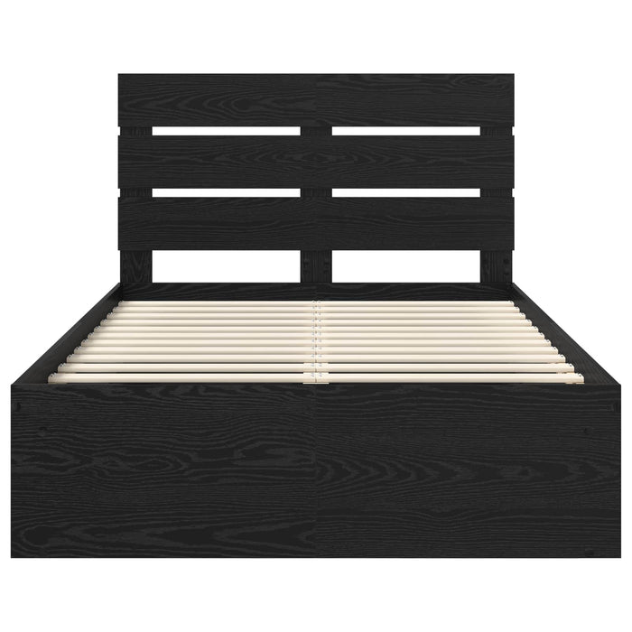 Cadru de pat cu headboard Negru 120 x 190 cm Lemn de pin masiv - WALTI WALTI