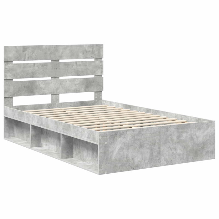 Cadru de pat cu headboard Beton 120 x 190 cm Lemn de pin masiv - WALTI WALTI