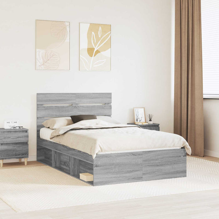 Cadru de pat Gri Sonoma 120 x 190 cm Lemn de pin masiv - WALTI WALTI