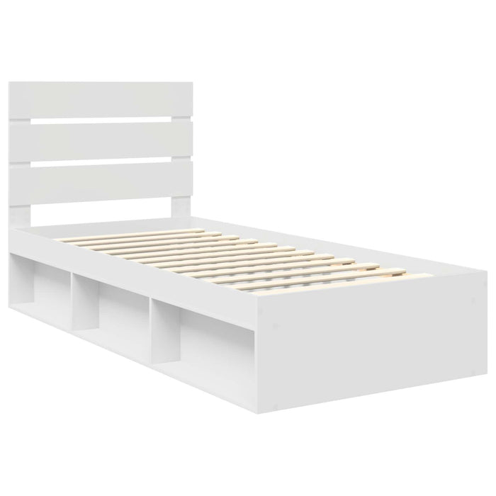 Cadru de pat cu headboard Alb 100 x 200 cm Lemn de pin masiv - WALTI WALTI