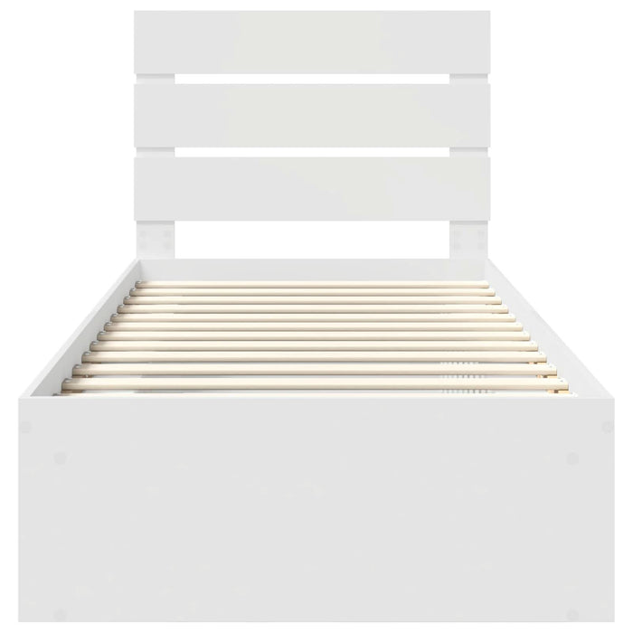Cadru de pat cu headboard Alb 100 x 200 cm Lemn de pin masiv - WALTI WALTI