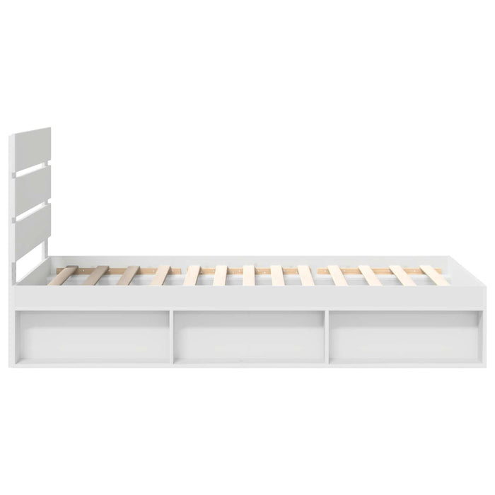 Cadru de pat cu headboard Alb 100 x 200 cm Lemn de pin masiv - WALTI WALTI