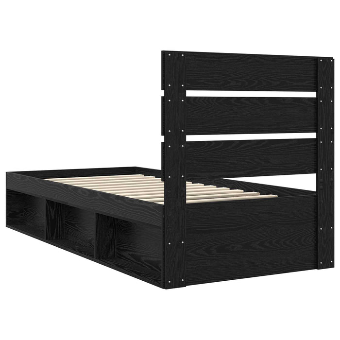 Cadru de pat cu headboard Negru 100 x 200 cm Lemn de pin masiv - WALTI WALTI