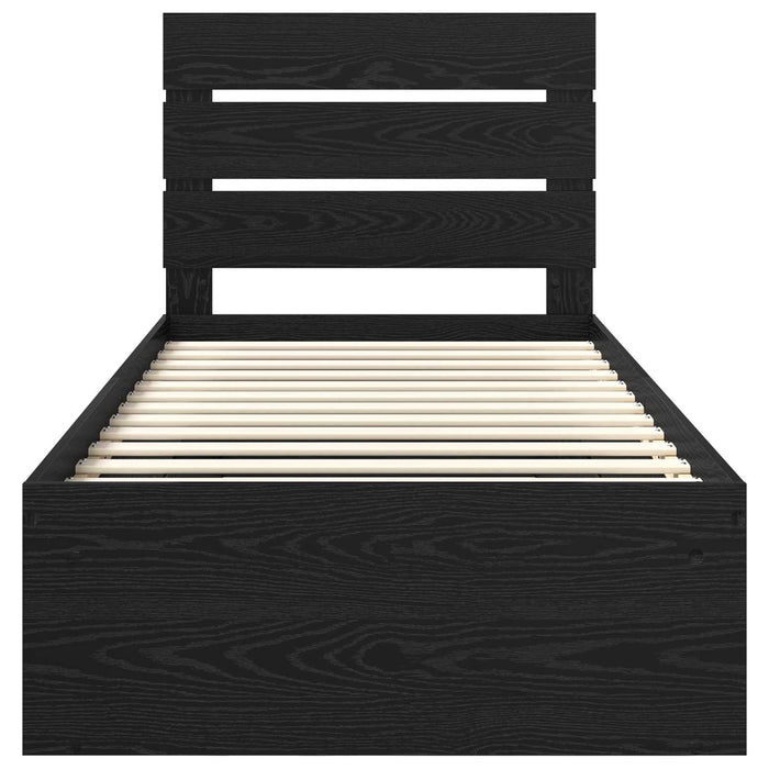 Cadru de pat cu headboard Negru 100 x 200 cm Lemn de pin masiv - WALTI WALTI