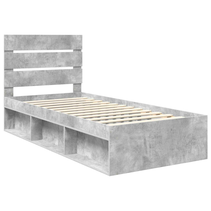 Cadru de pat Gri Concret 100 x 200 cm Lemn de pin masiv - WALTI WALTI