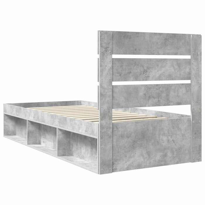 Cadru de pat Gri Concret 100 x 200 cm Lemn de pin masiv - WALTI WALTI