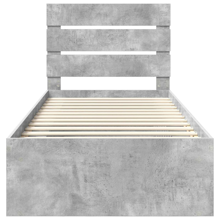 Cadru de pat Gri Concret 100 x 200 cm Lemn de pin masiv - WALTI WALTI