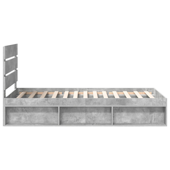 Cadru de pat Gri Concret 100 x 200 cm Lemn de pin masiv - WALTI WALTI