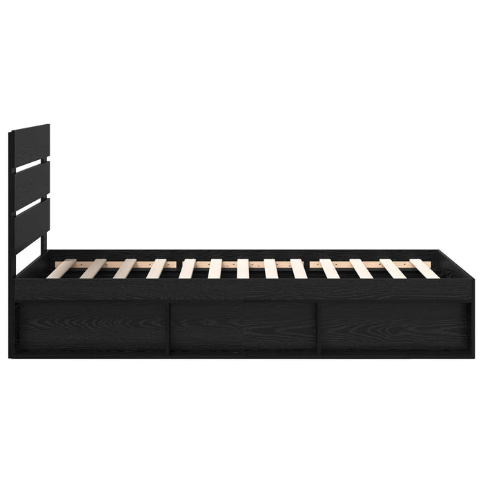 Cadru de pat cu headboard Negru 90 x 200 cm Lemn de pin masiv - WALTI WALTI