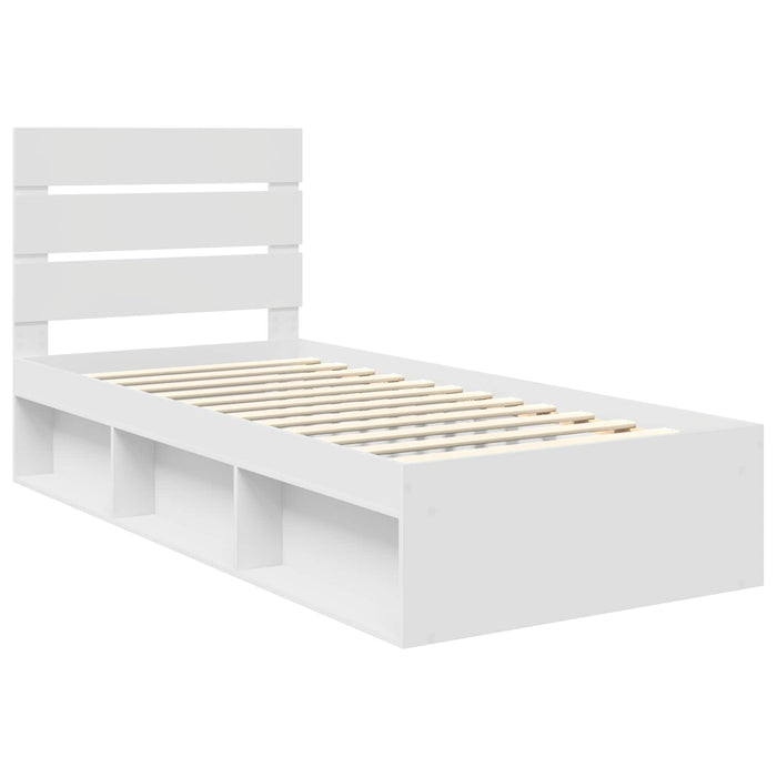 Cadru de pat cu headboard Alb 90 x 190 cm Lemn de pin masiv - WALTI WALTI