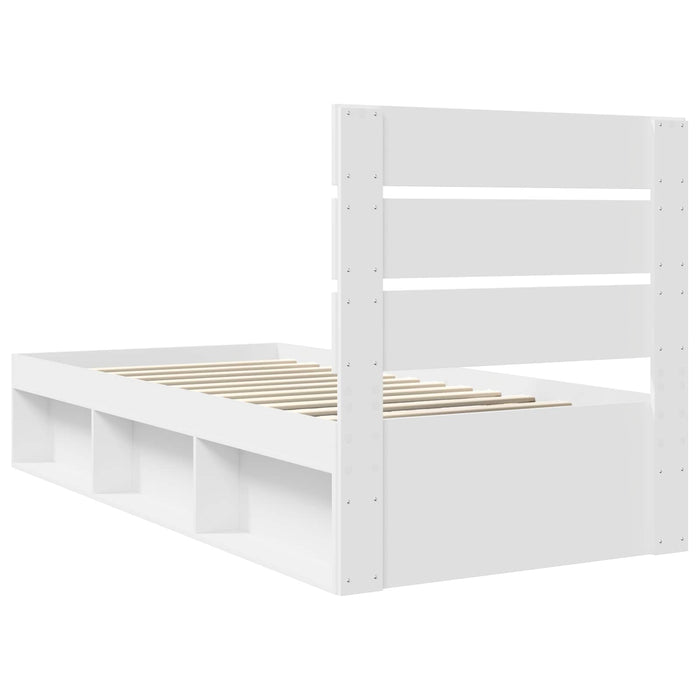 Cadru de pat cu headboard Alb 90 x 190 cm Lemn de pin masiv - WALTI WALTI