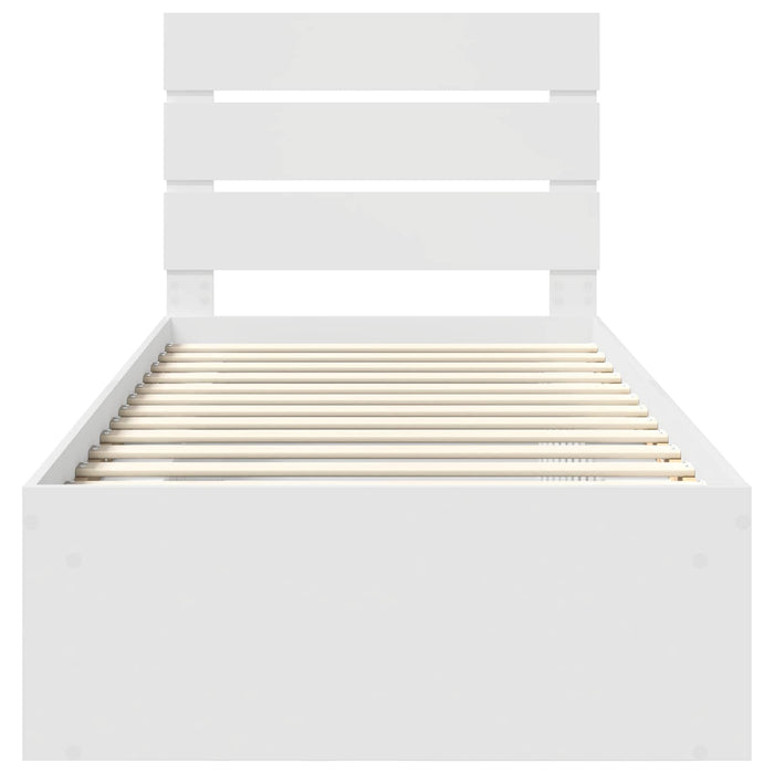 Cadru de pat cu headboard Alb 90 x 190 cm Lemn de pin masiv - WALTI WALTI