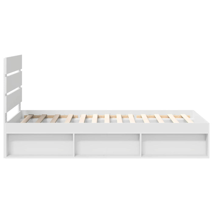 Cadru de pat cu headboard Alb 90 x 190 cm Lemn de pin masiv - WALTI WALTI