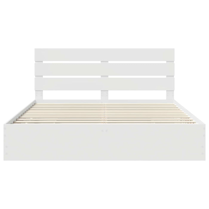 Cadru de pat cu sertar Alb 200 x 200 cm Lemn Ingineresc - WALTI WALTI