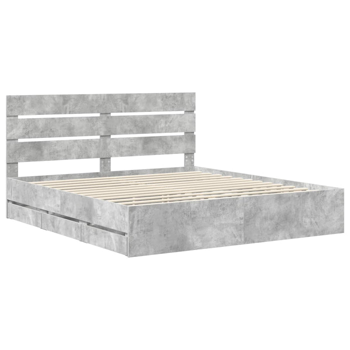 Cadru de pat Gri din beton 200 x 200 cm Lemn Ingineresc - WALTI WALTI