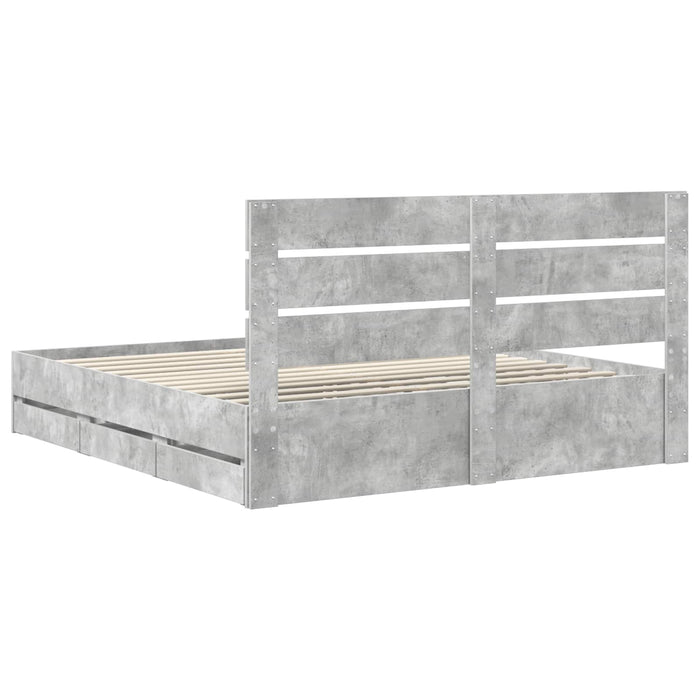 Cadru de pat Gri din beton 200 x 200 cm Lemn Ingineresc - WALTI WALTI