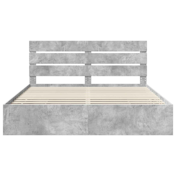 Cadru de pat Gri din beton 200 x 200 cm Lemn Ingineresc - WALTI WALTI