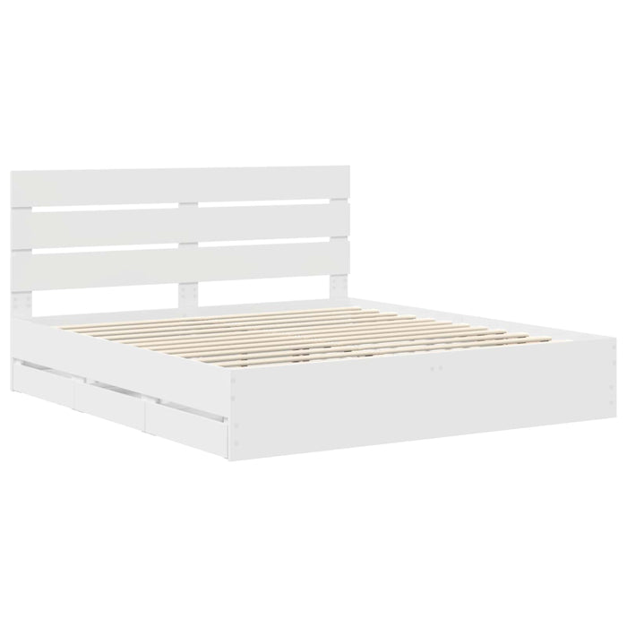Cadru de pat cu sertar Alb 180 x 200 cm Lemn Ingineresc - WALTI WALTI