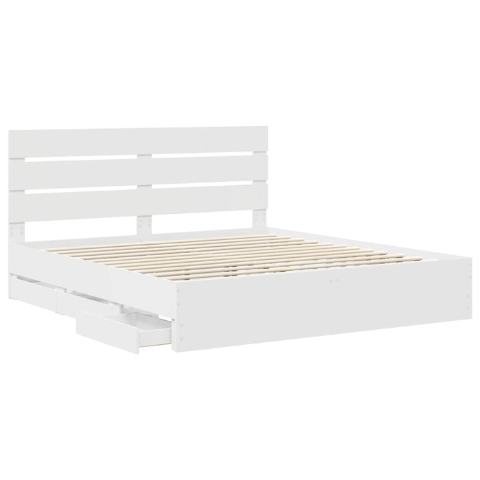 Cadru de pat cu sertar Alb 180 x 200 cm Lemn Ingineresc - WALTI WALTI