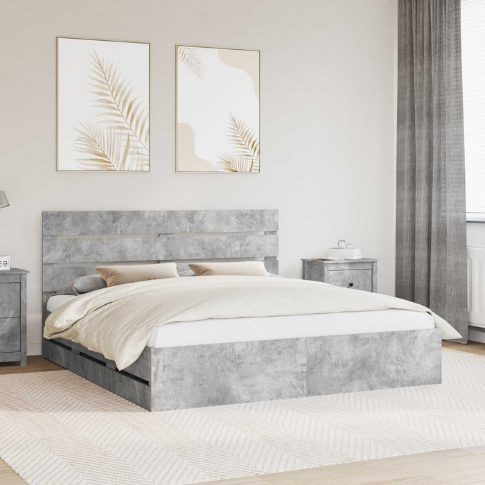 Cadru de pat Gri din beton 180 x 200 cm Lemn Ingineresc - WALTI WALTI