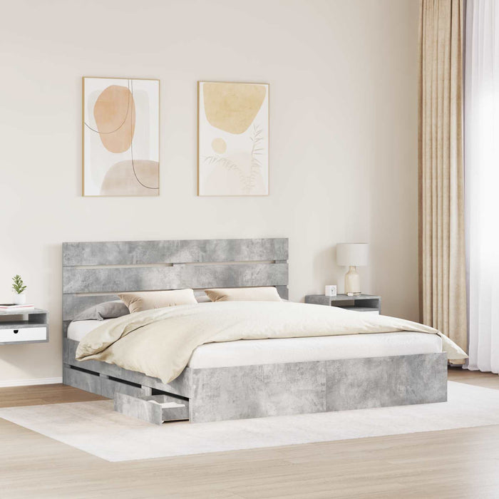 Cadru de pat Gri din beton 180 x 200 cm Lemn Ingineresc - WALTI WALTI