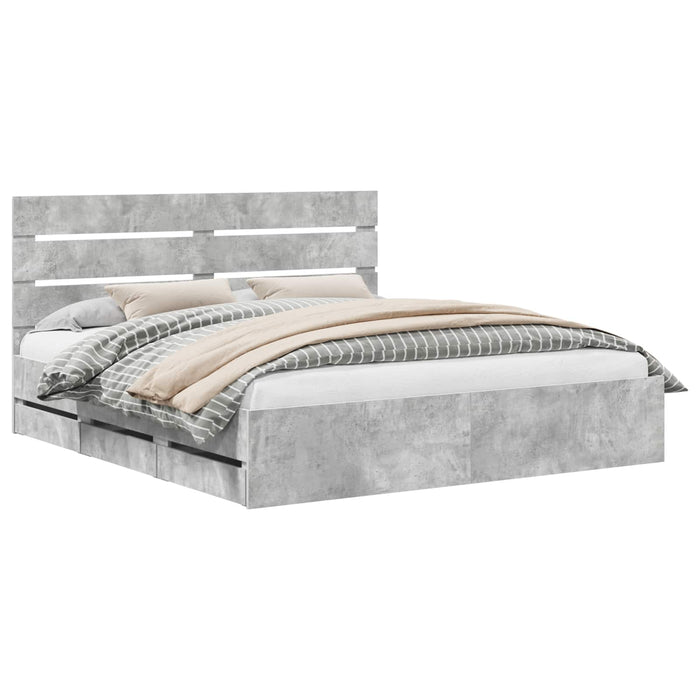 Cadru de pat Gri din beton 180 x 200 cm Lemn Ingineresc - WALTI WALTI