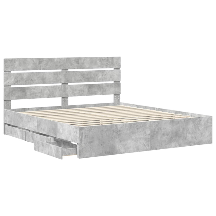 Cadru de pat Gri din beton 180 x 200 cm Lemn Ingineresc - WALTI WALTI