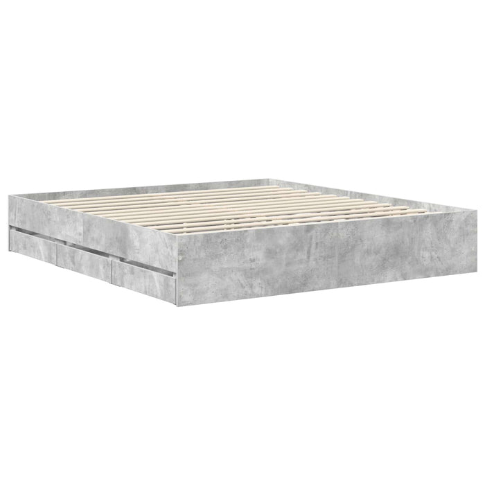 Cadru de pat Gri din beton 180 x 200 cm Lemn Ingineresc - WALTI WALTI