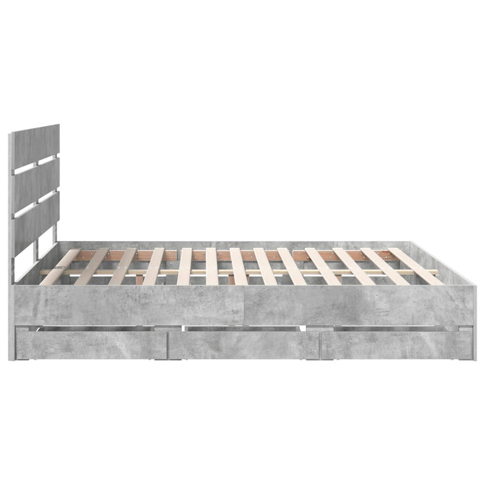 Cadru de pat Gri din beton 180 x 200 cm Lemn Ingineresc - WALTI WALTI