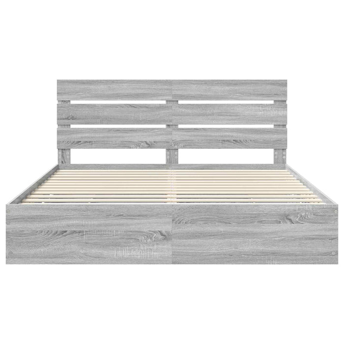 Cadru de pat cu sertar Gri Sonoma 180 x 200 cm Lemn Ingineresc - WALTI WALTI