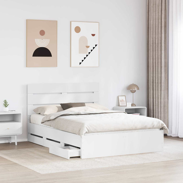 Cadru de pat cu sertar Alb 160 x 200 cm Lemn Ingineresc - WALTI WALTI