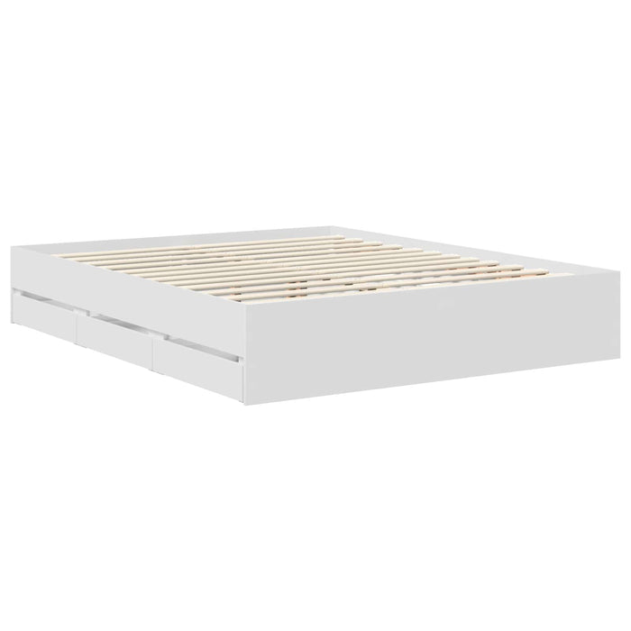 Cadru de pat cu sertar Alb 160 x 200 cm Lemn Ingineresc - WALTI WALTI