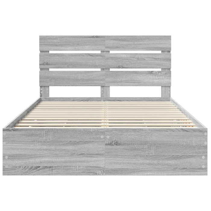 Cadru de pat cu sertar Gri Sonoma 160 x 200 cm Lemn Ingineresc - WALTI WALTI