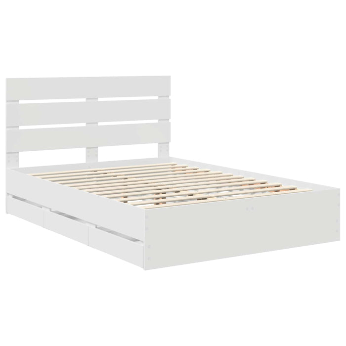 Cadru de pat cu sertar Alb 150 x 200 cm Lemn Ingineresc - WALTI WALTI