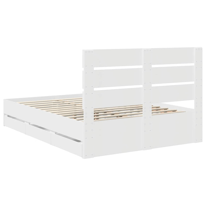 Cadru de pat cu sertar Alb 150 x 200 cm Lemn Ingineresc - WALTI WALTI