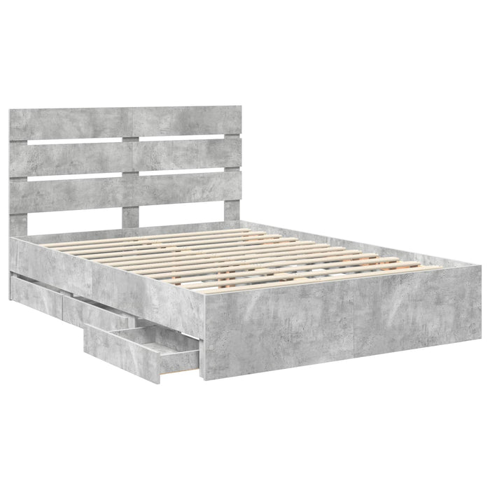 Cadru de pat Gri din beton 150 x 200 cm Lemn Ingineresc - WALTI WALTI
