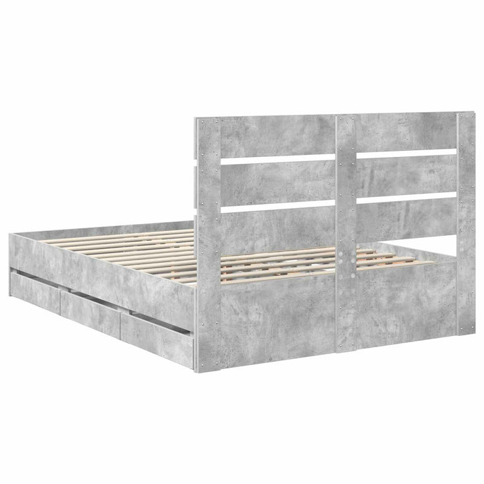 Cadru de pat Gri din beton 150 x 200 cm Lemn Ingineresc - WALTI WALTI
