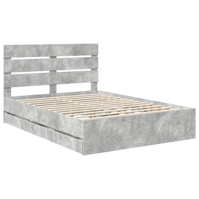 Cadru de pat Gri din beton 140 x 190 cm Lemn Ingineresc - WALTI WALTI