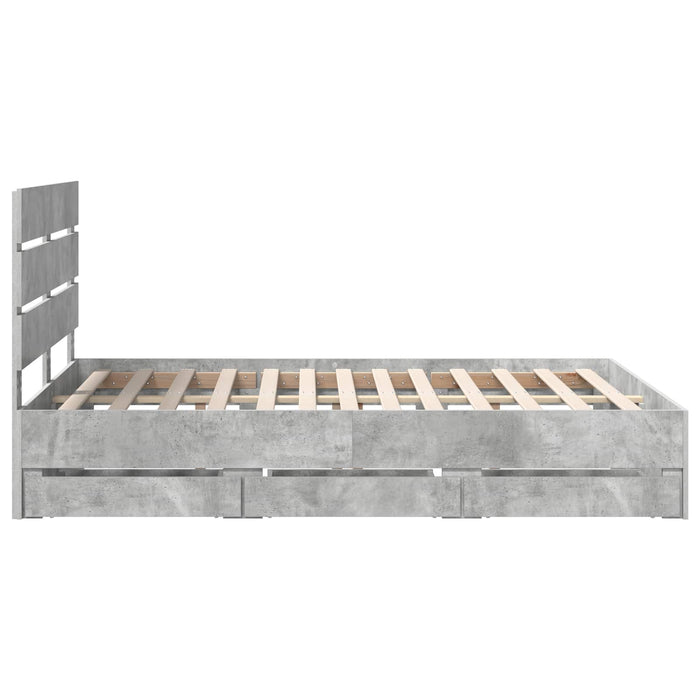 Cadru de pat Gri din beton 140 x 190 cm Lemn Ingineresc - WALTI WALTI